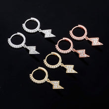 Cargar imagen en el visor de la galería, YOSZO Lightning Bolt Dangle Earrings 14K Gold 5A+ Cubic Zirconia Hanging Hoop Lightning Drop Cool Dangling Earrings For Men Women Trendy