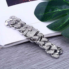 Laden Sie das Bild in den Galerie-Viewer, YOSZO 14mm 18k Gold Plated All ICED Out Simulated Diamond Miami Cuban Chain Bracelet 8&quot;