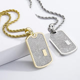 YOSZO Personalized Iced Out Custom Dog Tag Pendant Necklace 14K Gold Plated Engrave Initial Pendant for Men Women with Cubic Zirconia Stone