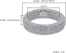 Carica l&#39;immagine nel visualizzatore di Gallery, YOSZO 6mm 925 Sterling Silver Fully Iced out Diamond Wedding Engagement Band Ring for Men and Women