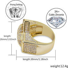 Load image into Gallery viewer, YOSZO 14K Gold Star Ring Iced Out CZ Simulated Diamond 3D Star Punky Rappers 5 Star Ring for Men Engagement Hip Hop Jewelry