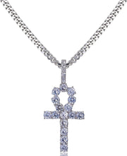 Load image into Gallery viewer, YOSZO Ankh Cross Pendant 18K Gold Plated Fully Iced Out CZ Egyptian Ankh Religious Chain Necklace for Men Women