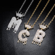 Carica l&#39;immagine nel visualizzatore di Gallery, YOSZO Initial Necklaces for Women 18K Plated Gold Initial Necklace for Men Silver Iced Out Diamond Name Letter Necklace