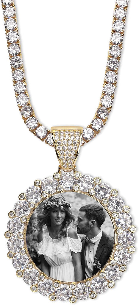 YOSZO Picture Necklace Personalized Photo Pendant for Men Women Iced Out Angel Wings Heart Custom Necklace with Tennis Chain