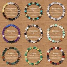 Load image into Gallery viewer, 9PCS Healing Crystal Bracelet Set for Women &amp; Men, 8mm Natural Stone Beaded Bracelets for Anxiety Relief, Good Luck &amp; Protection, Unisex Yoga Meditation Spiritual Jewelry Gift