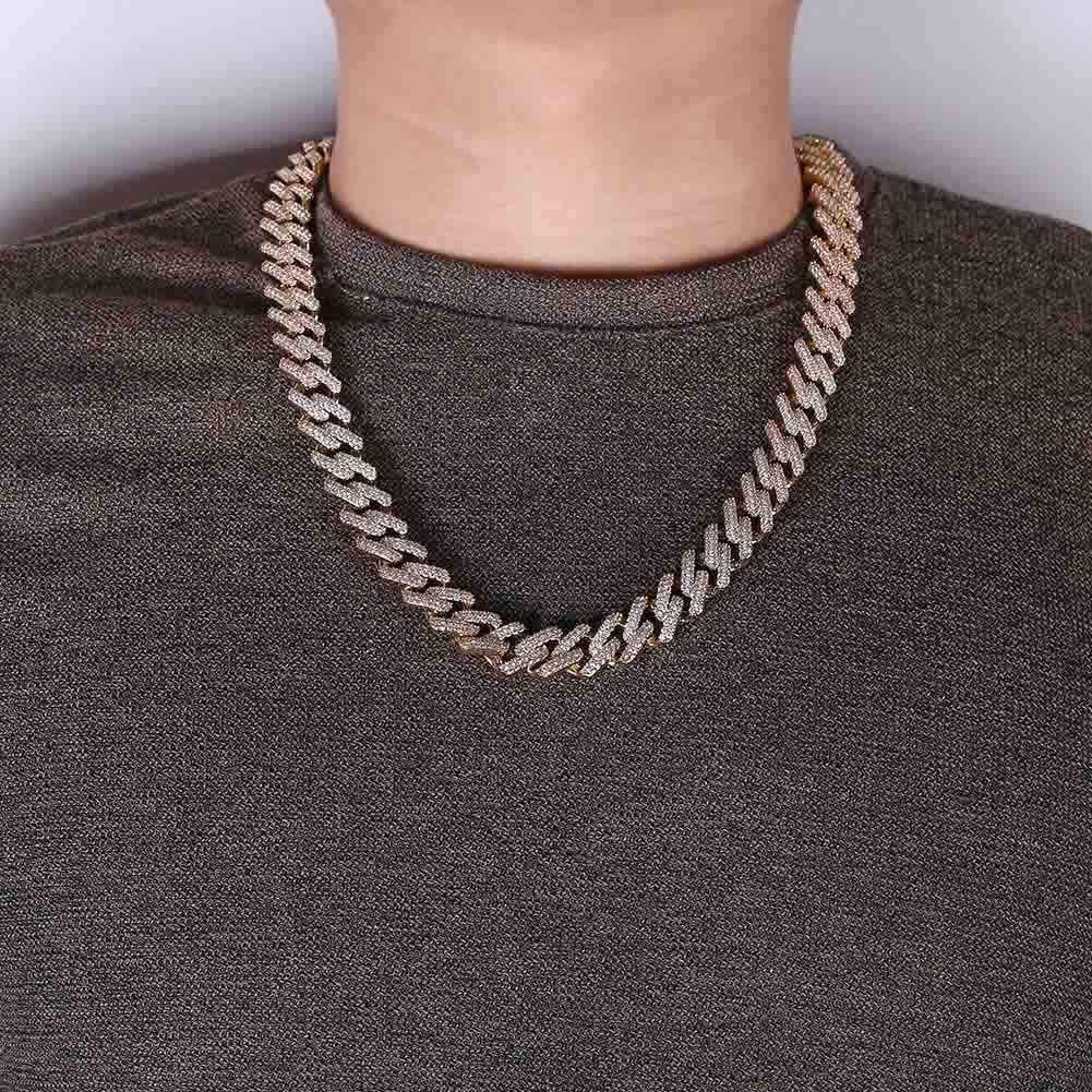 YOSZO Hip Hop 14mm 6 Times Heavy 14K Gold Plated Miami Cuban Link Chain Choker for Men Full Iced out Prong Setting Bling CZ Rapper Necklace