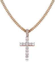 Load image into Gallery viewer, YOSZO Cross Necklace for Men Gold Necklace for Women Gold Heart Cross Jewelry 14K Silver Plated Solid Iced Cubic Zirconia Stainless Steel Pendant Chain