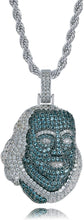Charger l&#39;image dans la galerie, YOSZO Hip Hop 18K White Gold Plated Iced Out Cubic Zirconia Blueface Pendant Necklace with Rope Chain for Men