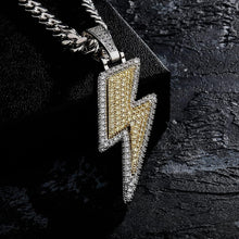 Charger l&#39;image dans la galerie, YOSZO Hip Hop Lightning Bolt Design Pendant 18k Gold Plated Iced Out Cubic Zirconia Pendant Necklace with Micropave Simulated Diamond for Men Women