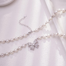 Load image into Gallery viewer, 【Necklace】Silver Elegant Natural Freshwater Pearl Necklace with Shining Zircon Accent, Perfect Jewelry for Lover