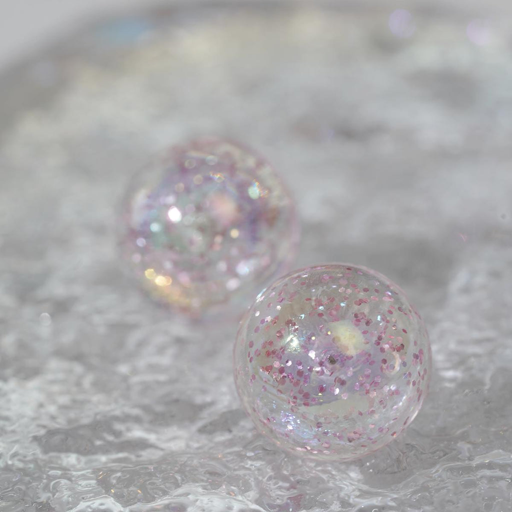 【Stud Earrings】Pink Sparkle Clear Sphere Dreamy Crystal - Like Earrings