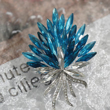 Load image into Gallery viewer, Sparkling Gradient Blue Crystal Brooch | Natural Leaf-Layered Design | Elegant Party &amp; Daily Jewelry for Women