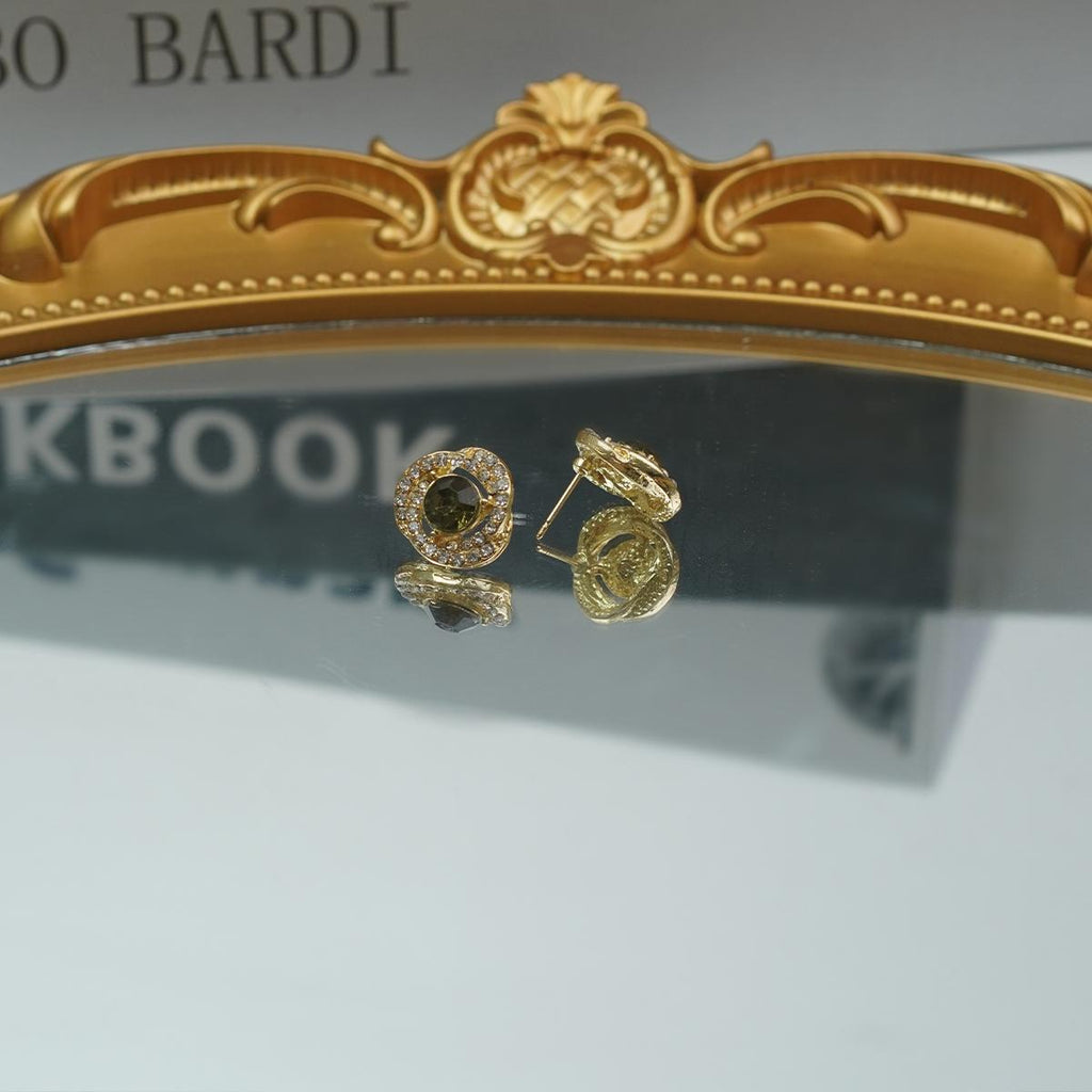 【Earrings】Swirl Pattern Elegant Earrings Dark & Clear Stones Lightweight Accessory for Ladies' Daily Wear
