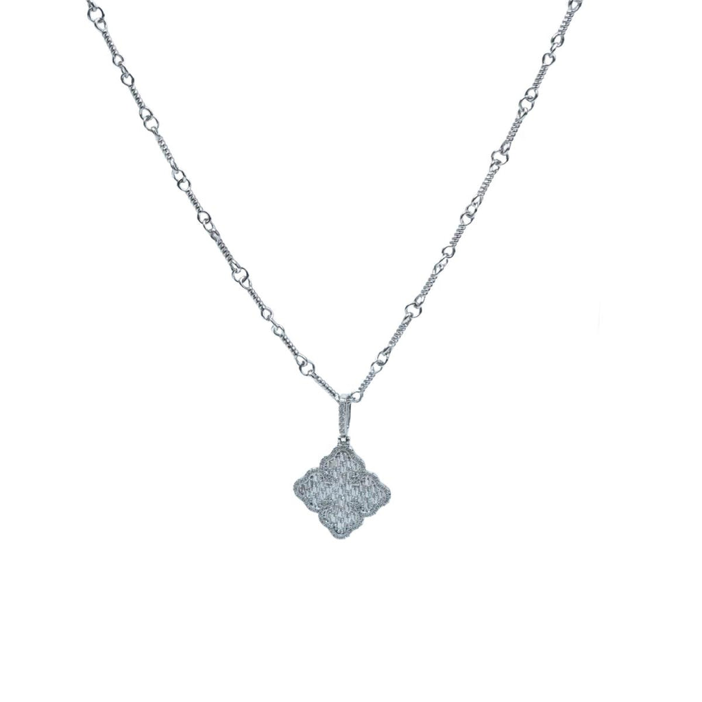 【Pendant Necklace】Shining Clover Necklace for Women, Elegant Silver Chain, Lucky Charm Jewelry, Romantic Gift Idea