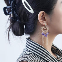 Load image into Gallery viewer, 【Earrings】18K Gold Plated Heart Tassel Earrings with Natural Amethyst &amp; Pearl, Romantic Design for Women