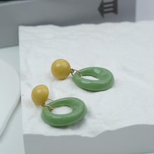 Load image into Gallery viewer, Drop Earrings with Double Layer Colorful Resin Ball &amp; Hoop Design,Trendy Jewellery for Women