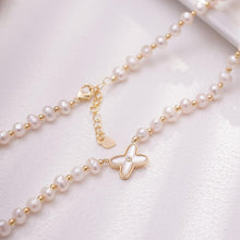 Load image into Gallery viewer, 【Pendant Necklace】White Pearl &amp; Gold Brass Beaded Chain with Clover Shell Pendant  Necklace Versatile Daily Jewelry Gift Lucky Charm for Women