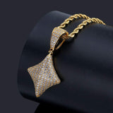 YOSZO Iced Out Club Diamond Heart Spade Playing Cards Simulated Lab diamonds Pendant Necklace