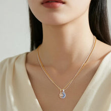 Load image into Gallery viewer, 【Pendant Necklace】2 in 1 Gold Silver-Tone Crystal Zirconia Sun Moon Double Chain Pendant Celestial Two-Layer Elegant Accessory for Women
