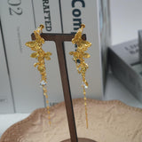 【Drop Earrings】Gold Plated Alloy ButterflyTassel Earrings with Crystals, Romantic & Glam for Fashion Ladies