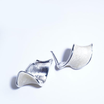 【Stud Earrings】Enamel Creamy Yellow Textured Earrings, Unique 3D Design, Chic & Elegant for Women