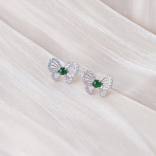 Load image into Gallery viewer, 【Stud Earrings】Butterfly Design Green Jade Zirconia Cluster Stud Earrings Elegant Nature-Inspired Jewelry for Women Special Occasions