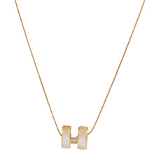 Load image into Gallery viewer, 【Necklace】Pearlescent Cylinder Necklace Gold Stainless Steel Chain Zircon Accent Minimalist Modern Elegant Jewelry for Women