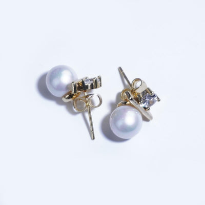 【Stud Earrings】 White Pearl Zircon Stud Earrings,Classic & Versatile Style,Elegant Jewelry for Women
