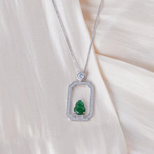 Load image into Gallery viewer, 【Pendant Necklace】 Jadeite Pendant Shining Zircon with Silver-made Chain Pendant Necklace, Delicate Jewelry for Women Daily Wear