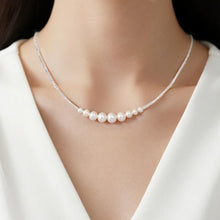 Load image into Gallery viewer, 【Necklace】S925 Sterling Silver &amp; Natural Freshwater Pearl Necklace Adjustable Chain Graduated Pearl Jewelry Gift for Ladies