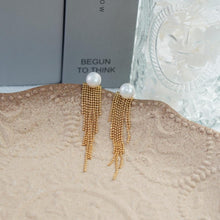 Load image into Gallery viewer, 【Earrings】Elegant 18K Gold Plated Earrings with Pearl Tassel Design for Dinners &amp; Dates, Chic Jewelry for Women