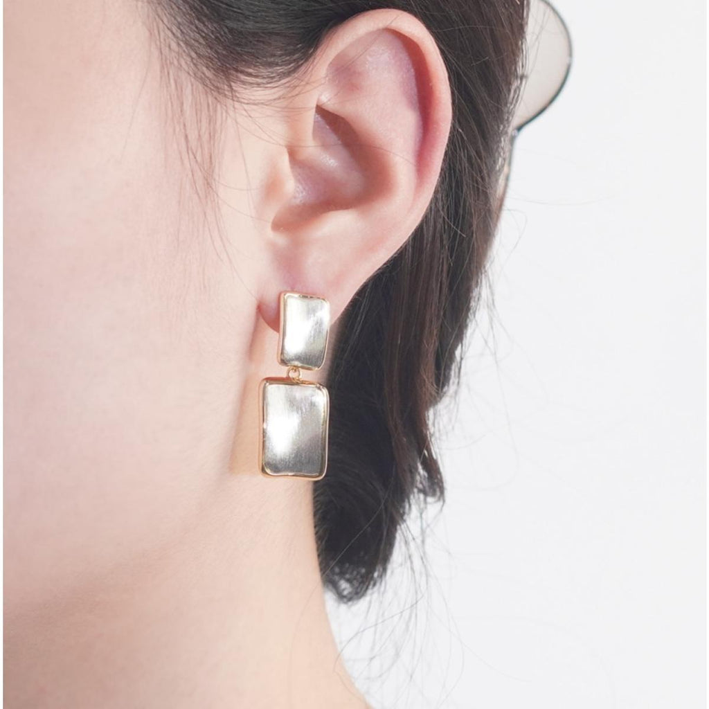 Subang Jatuh, Berbentuk Segi Empat, Logam Nada Perak, Bergaya dan Unik, Untuk Wanita Fesyen, Bergaya Emas Earrings
