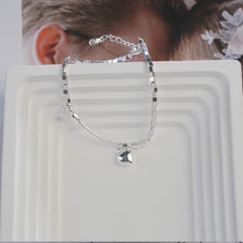 Load image into Gallery viewer, 【Bracelet】Geometric Square Beads Chain Bracelet with Heart&amp;Disc Pendants, Romantic Jewelry for Daily