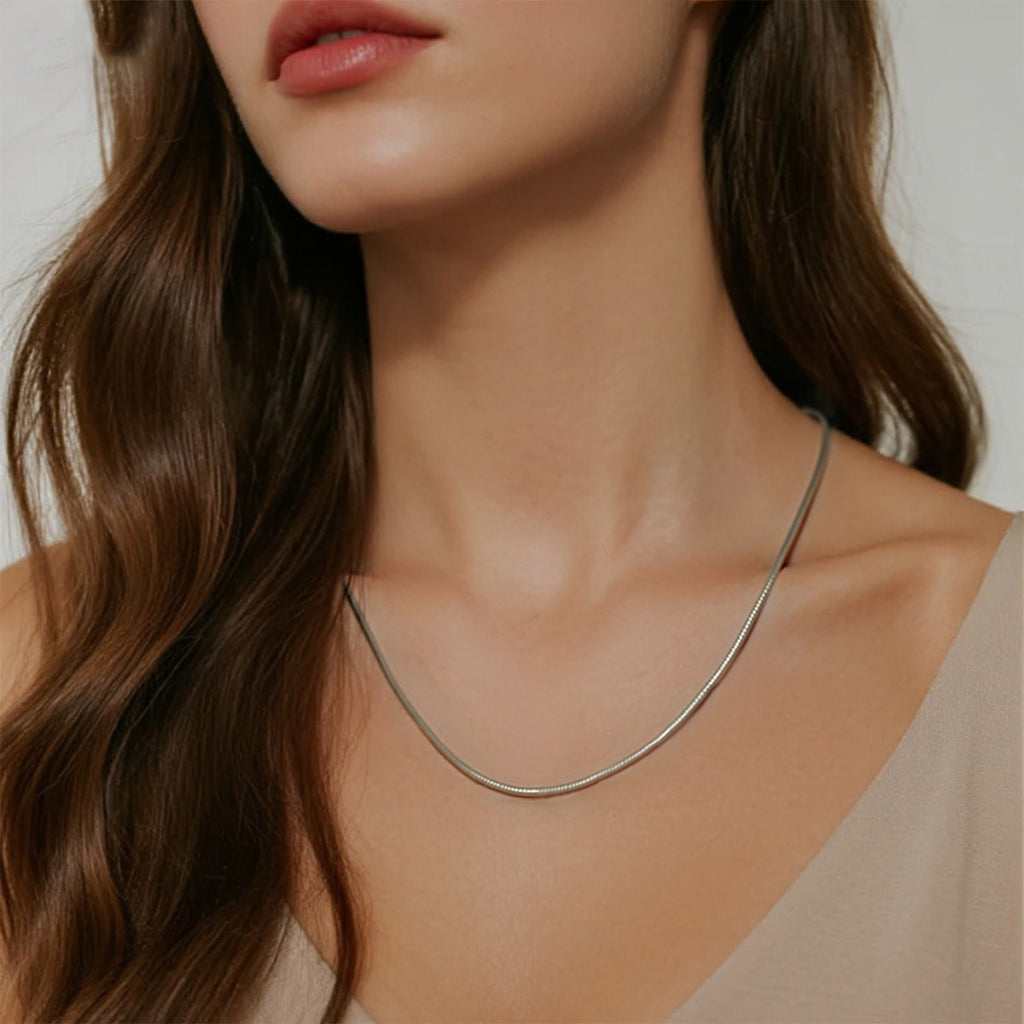 【Thin Snake Chain】Minimalist Versatile Silver - Plated Alloy Necklace, Perfect for Daily & Office Wear, Ideal for Fashion Ladies