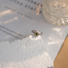 Load image into Gallery viewer, 【Open Ring】Silver Plated Copper Alloy Rings with Olive Green/Yellow Zircon Center, Elegant Daily Jewelry for Women