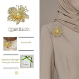 Kerongsang Bunga Mutiara Emas, Barang Kemas Seperti Berlian, untuk Keanggunan Abadi pin  brooch