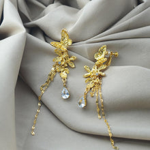Load image into Gallery viewer, 【Drop Earrings】Gold Plated Alloy ButterflyTassel Earrings with Crystals, Romantic &amp; Glam for Fashion Ladies