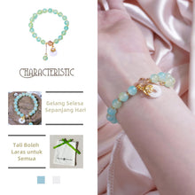 Charger l&#39;image dans la galerie, Gelang Manik, Kecerunan Pastel Hijau dan Biru, Pesona Nada Emas, Boleh Laras, Barang Kemas Elegan, Hadiah untuk Wanita, Gelang