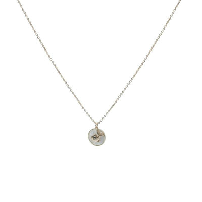 【Pendant Necklace】 White Shell Disc with Gold-Plated Whale Pendant Necklace, Delicate Chain Jewelry for Ladies