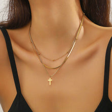 Load image into Gallery viewer, 【Necklace】Multi-layer Stainless Steel  Necklace with Vintage Cross Pendant, Stylish Stackable Jewelry for Women