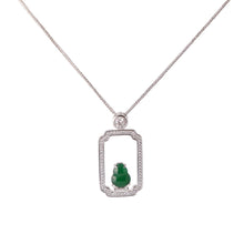 Load image into Gallery viewer, 【Pendant Necklace】 Jadeite Pendant Shining Zircon with Silver-made Chain Pendant Necklace, Delicate Jewelry for Women Daily Wear
