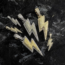 Charger l&#39;image dans la galerie, YOSZO Hip Hop Lightning Bolt Design Pendant 18k Gold Plated Iced Out Cubic Zirconia Pendant Necklace with Micropave Simulated Diamond for Men Women