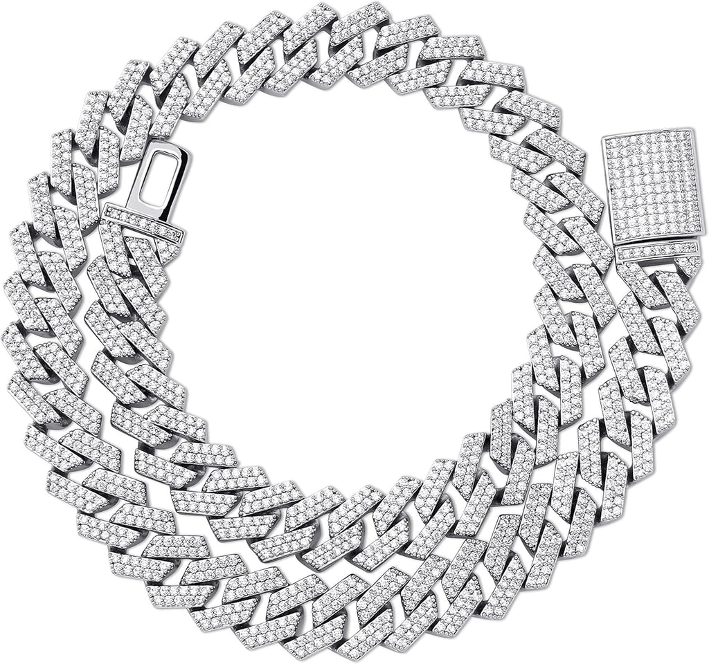 YOSZO Cuban Link Chain for Men 14mm 6 Times 14K Gold Plated Iced out Lab Diamond Miami Curb Cadenas De Oro Para Hombres Choker for Women with Box Clasp Hip Hop
