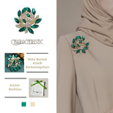Kerongsang besar bahu Kristal Hijau, Gaya Vintaj, Glamor Retro, Sesuai untuk Gaun Rasmi / Kot, Sesuai untuk Pencinta Fesyen dan Hadiah Daun brooch