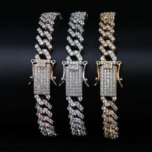 Laden Sie das Bild in den Galerie-Viewer, YOSZO 10mm Iced out Lab Diamond Prong Long Buckle Miami Cuban Link Bracelet Luxury Jewelry Gift for Men Women Hip Hop