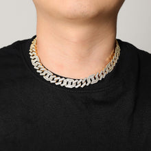 Cargar imagen en el visor de la galería, YOSZO Hip Hop 6 Times 14k Gold Plated 14mm Miami Cuban Link Chains Necklace Iced Out Paved Bling Drip Sharp Edge Cuban with Baguette CZ for Men