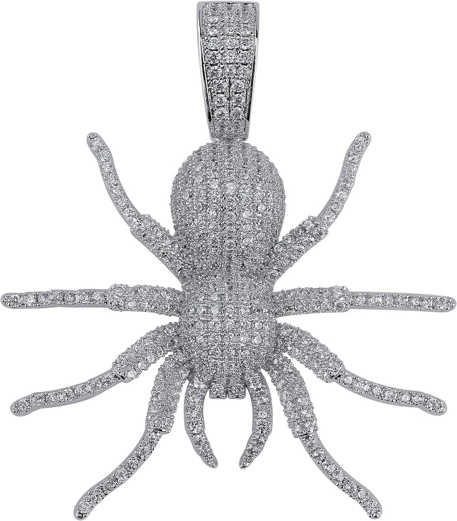 YOSZO  Hip Hop Iced Out Spider Design Pendant Necklace with Micropave Simulated Diamond