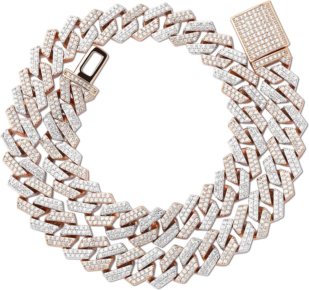 YOSZO Cuban Link Chain for Men 14mm 6 Times 14K Gold Plated Iced out Lab Diamond Miami Curb Cadenas De Oro Para Hombres Choker for Women with Box Clasp Hip Hop