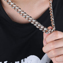Charger l&#39;image dans la galerie, YOSZO 14mm 18K Gold Plated Prong Setting Iced Out Miami Cuban Link Chain Choker Necklace for Men and Women Hip Hop(14mm White Gold, 18)