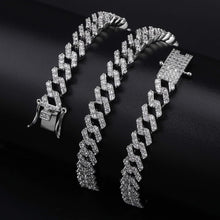 Laden Sie das Bild in den Galerie-Viewer, YOSZO 10mm 6 Times 14K Gold Plated Iced Out Lab Diamond Prong Setting Long Buckle Miami Cuban Link Choker Chain Necklace for Men